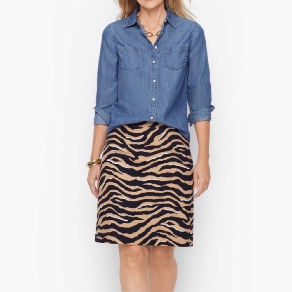 NWT Talbots Multicolor A-Line Tiger Animal Print Skirt Women’s Size 6 Office